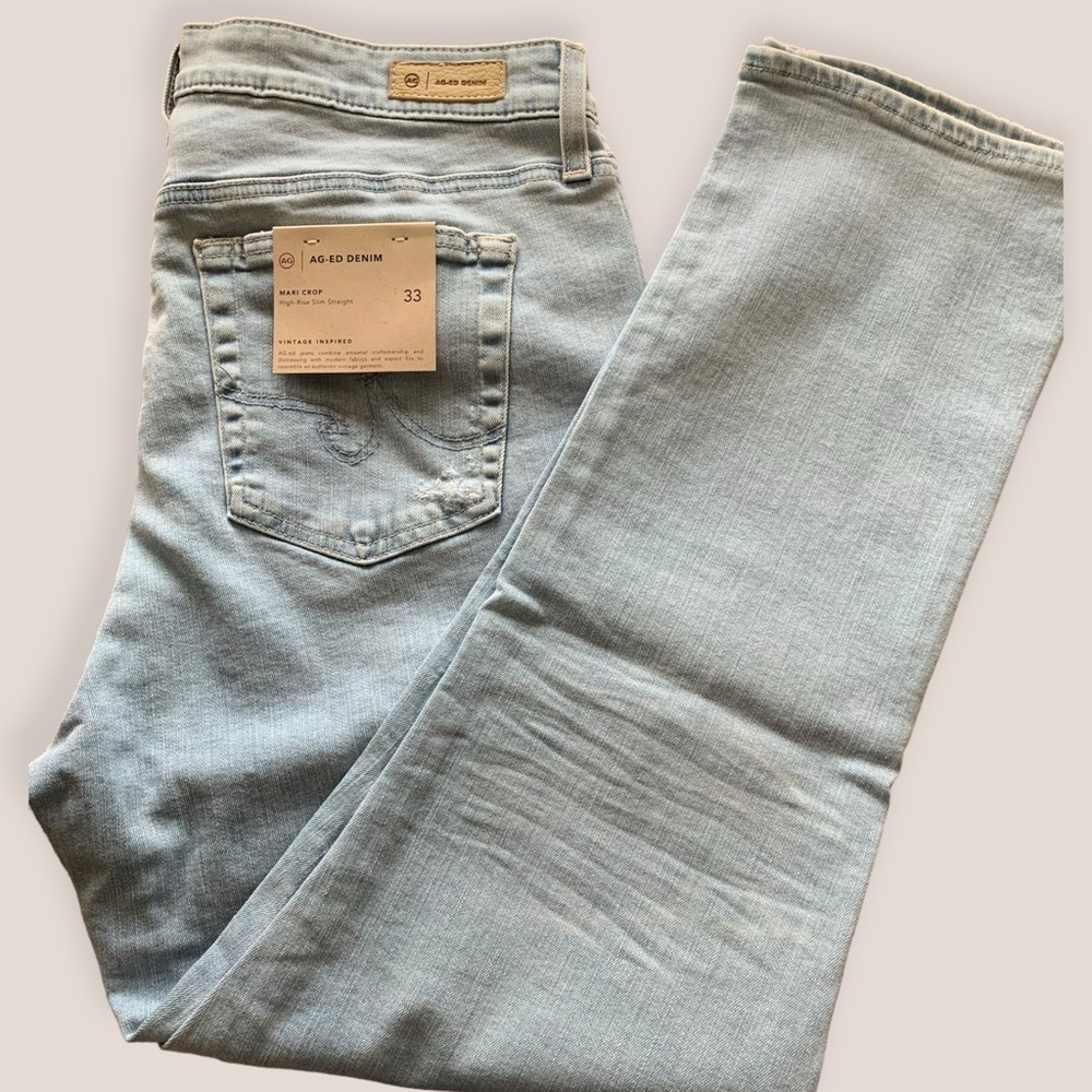 NWT Aged Denim Mari Crop High Rise Slim Straight Size 33